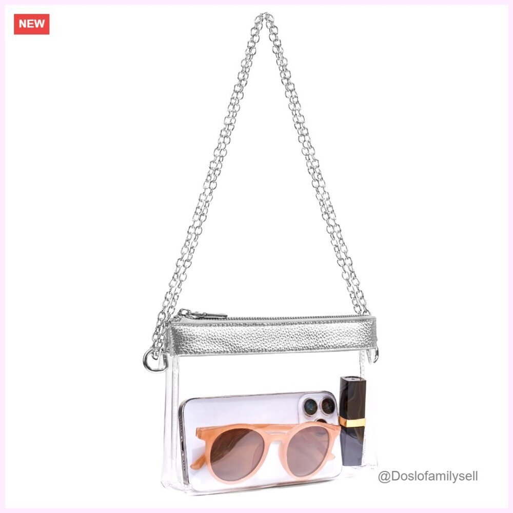 Stadium Approved Clear Crossbody Bag, Waterproof PVC, Adjustable Strap
